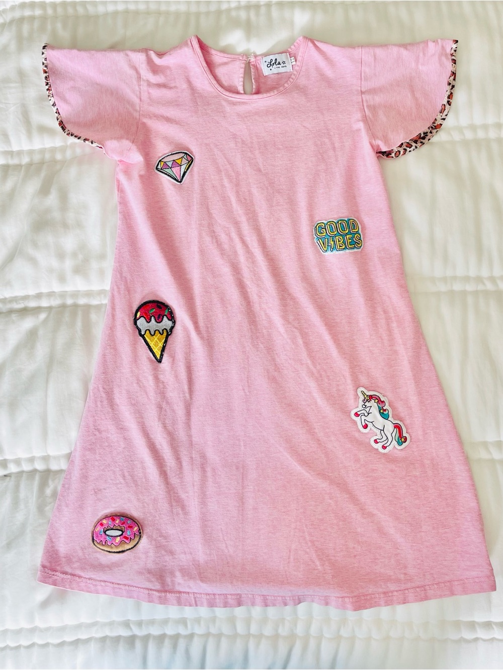 Lola + The Boys - Pink Patchwork Graphic Dress - Good Vibes